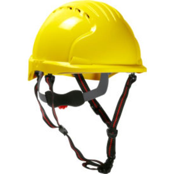 B3113608 Evo 6151 Ascend Short Brim HDPE Shell 4-Point Chinstrap 6-Point Suspension Safety Helmet, Yellow