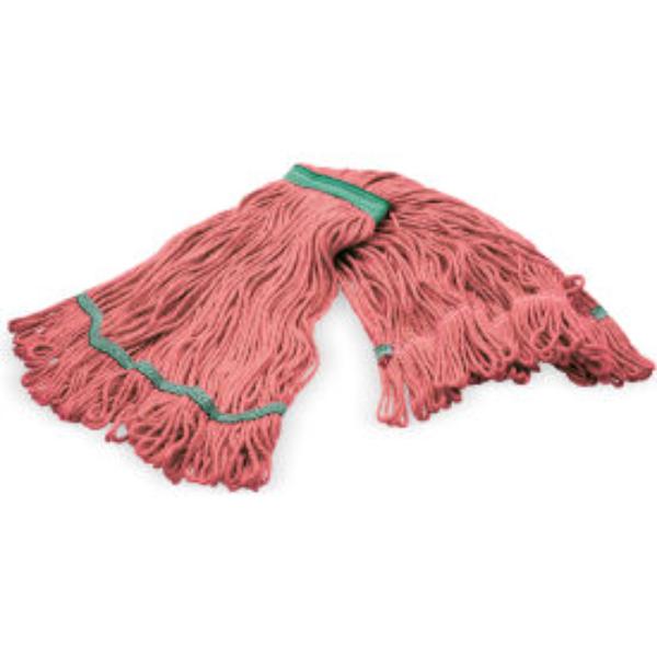 B3127934 4-Ply Looped End Mop with 1 in. Green Band, Red - Medium