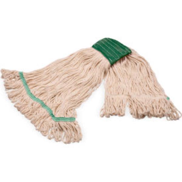 B3127925 Grease Release Looped End Mop with Green Band, Natural - Medium