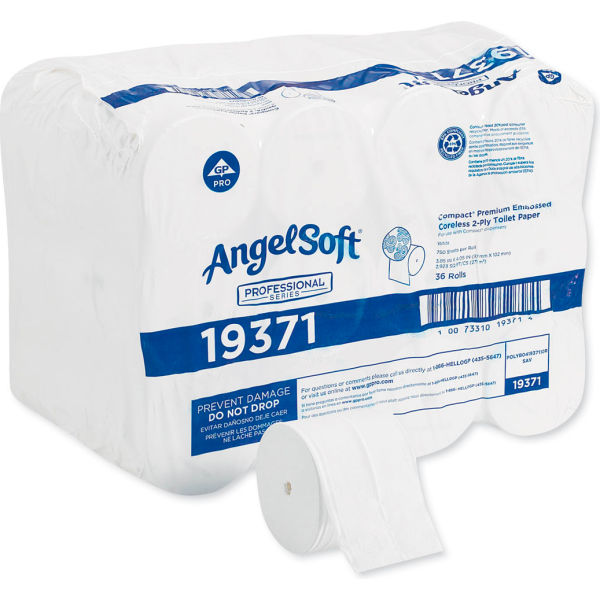 Picture of United Stationers Supply B3183653 Georgia-Pacific Professional Compact Coreless 2-Ply Bath Tissue&#44; White - 750 Sheets per Roll - 36 per Case