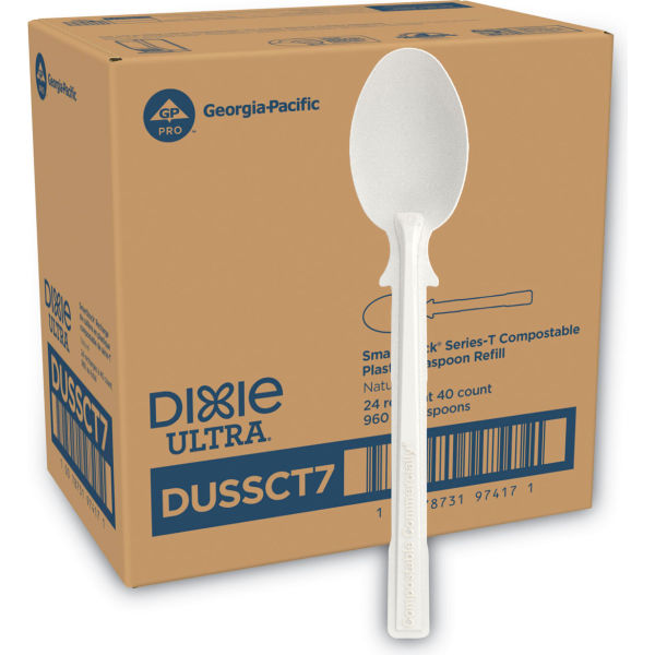 Picture of United Stationers Supply B3180606 Dixie Smart Stock Heavyweight Plastic Teaspoons, Natural - 40 per Pack - 24 Packs per Case