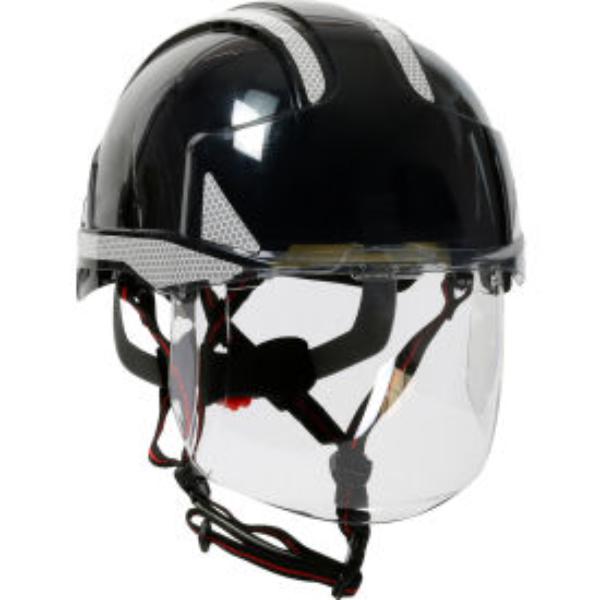B3113655 Evo Vista Ascend Industrial Type I Vented ABS Shell Integrated Face Shield Safety Helmet, Black