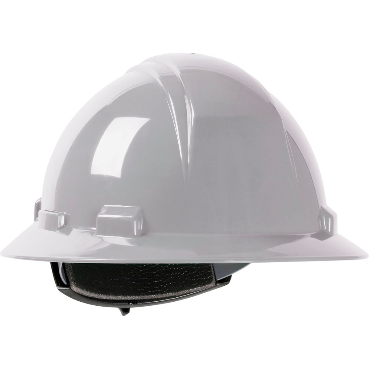 B3113667 Kilimanjaro Full Brim HDPE Shell 4 Point Nylon Webbing Cradle Ratchet Adjustment Hard Hat, Gray
