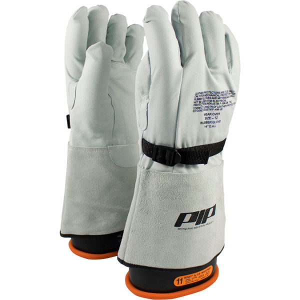 B676682 Top Grain Goatskin Leather & Nylon Protector for Novax Gloves, Orange & White - Size 11