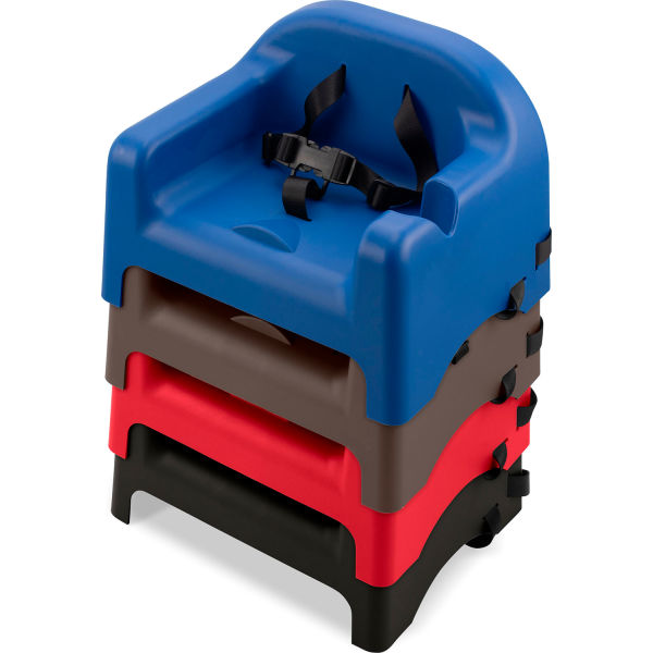 Carlisle 911414 Single Height Booster Seat w/ Safety Strap & Cup Holder - Polypropylene, Blue