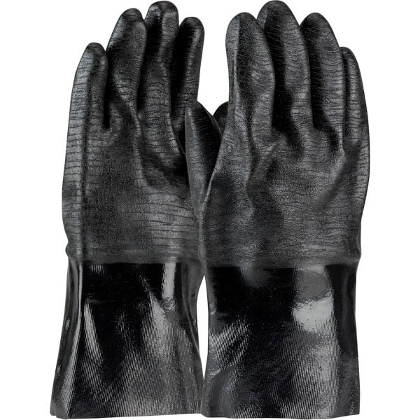 B677063 12 in. Neoprene Coated Etched Rough Finish Brushed Interlock Gloves, Green - Large
