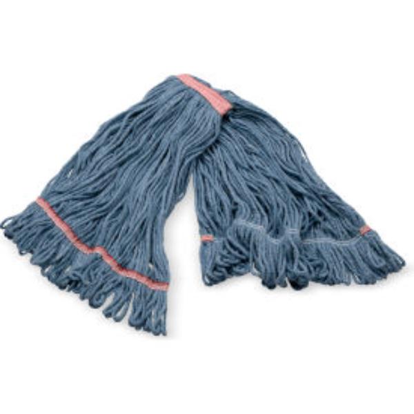 B3127965 4-Ply Anti-Microbial Looped End Mop with Red Band, Blue - Large