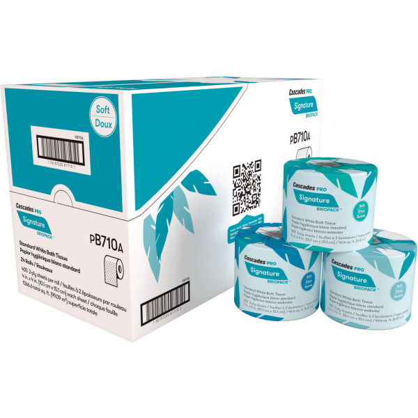 Picture of United Stationers Supply B3183707 Cascades PRO Signature Septic Safe 2-Ply Bath Tissue&#44; White - 400 Sheets per Roll - 24 Rolls per Case