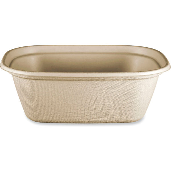 Picture of United Stationers Supply B3181388 World Centric Fiber Container, Natural - 48 oz - 8.687 x 6.5 x 3.125 in. - 400 per Case