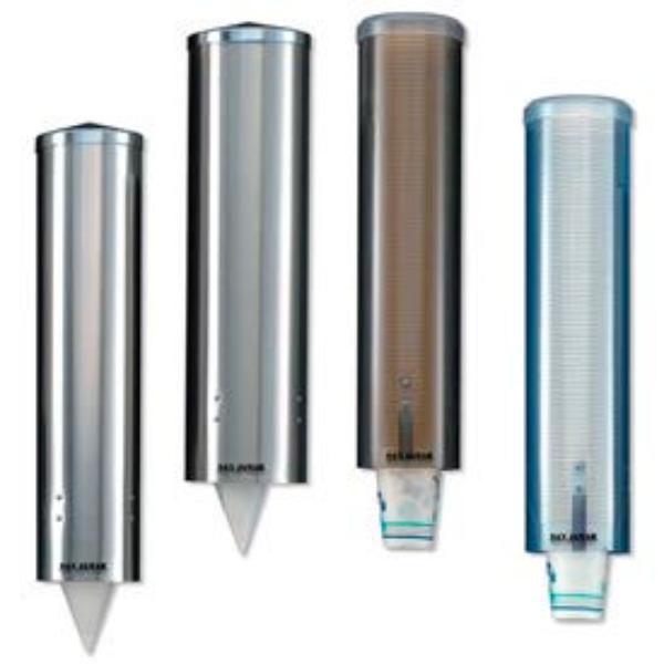 B378563 Stainless Steel Large Pull-Type San Jamar C3250SS Water Cup Dispenser, Silver