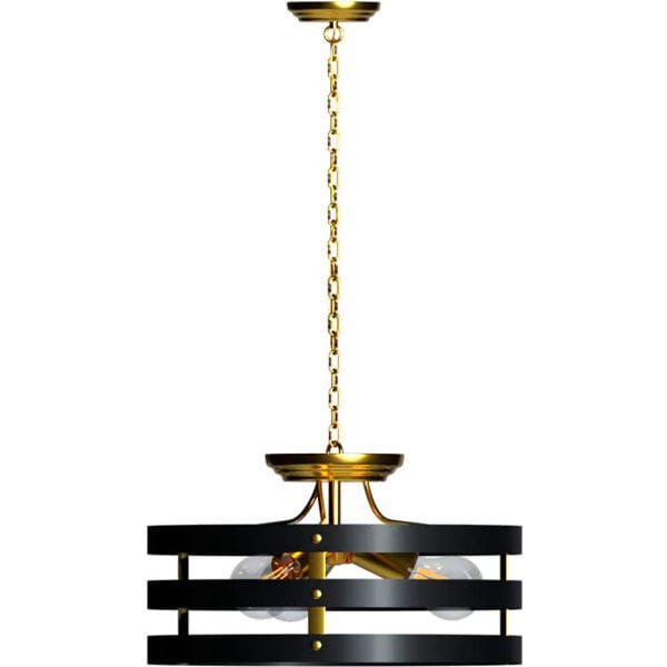 B3167024 Ambiate Banda Cage Pendant Light Fixture, Black & Gold - E26 Base - 40W