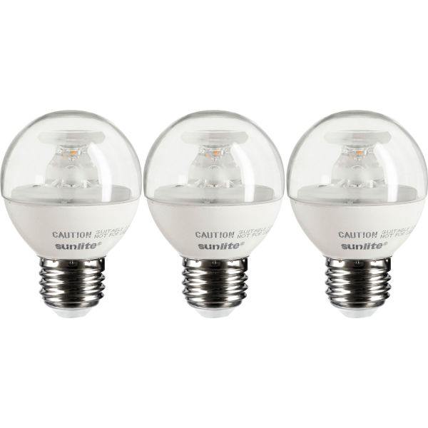 B3166895 LED G16 Clear Globe E26 Base 7W 500 Lumens 2700K Light Bulb, Warm White - Pack of 3