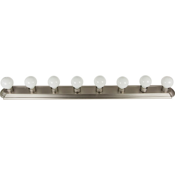 Art Deco Style Brushed Nickel Vanity Light Fixture, 48-Inch, 8 Medium Base Sockets, Dimmable