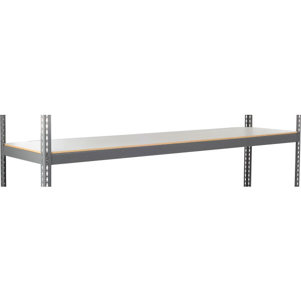 Global Industrial SBC3696L 96 x 36 in. Laminate Deck Heavy Duty Channel Boltless Shelving Additional Shelf, Gray
