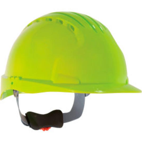 B3113614 Evolution Deluxe 6151 Standard Brim Vented HDPE Shell 6 Point Suspension Hard Hat, Neon Yellow