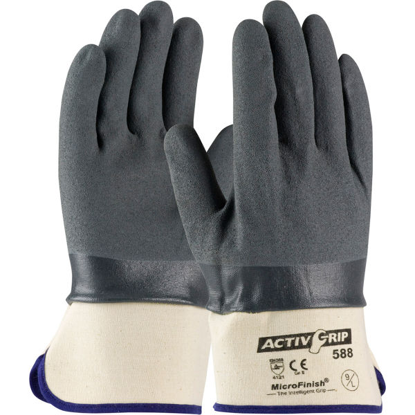 B676546 Micro-Finish Grip Nitrile Coated 56-AG588 Gloves, Gray & White - Extra Large - 12 Pairs