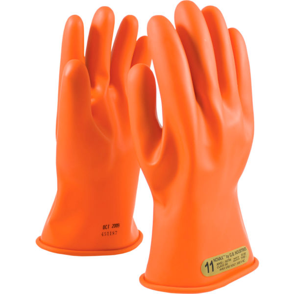 B676477 Electrical Rated 11 in. L Unlined Smooth Finish Beaded Class 00 Gloves, Orange - Size 7