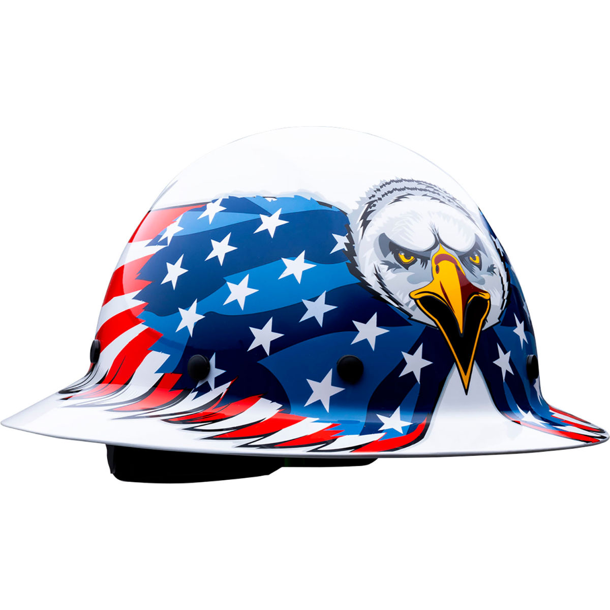 B3186820 Wolfjaw Full Brim with Graphic Eagle Design 8-Point Riveted Non-Vented Hard Hat, White