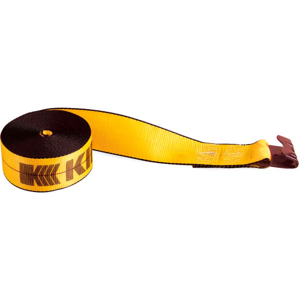 B1654243 30 ft. x 4 in. Cargo Control Winch Strap 423021 with Flat Hook, Gold