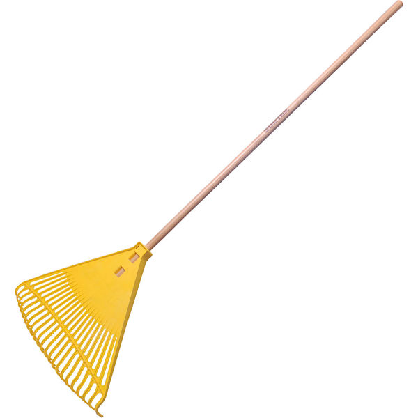 Surtek Straight Leaf Rake - Yellow - 48in. Wood Handle - 22 Tines - Durable Design