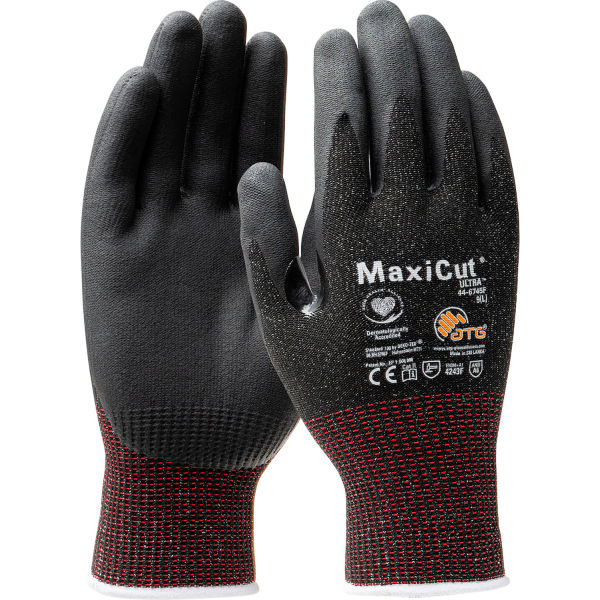 B3169202 Maxi Cut Ultra Micro-Foam Nitrile Coated Palm & Fingers ANSI A6 Gloves, Black - Large - 6 Dozen per Case