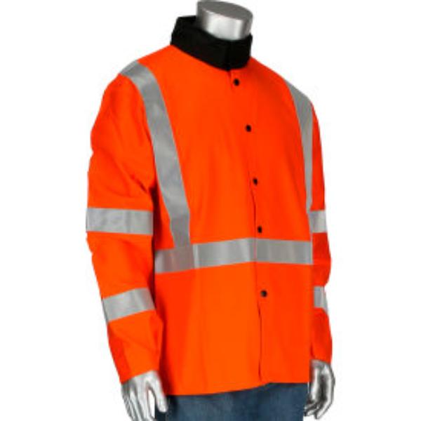 B3116109 Ironcat 30 in. Cotton Jacket with Reflective Stripes High-Visibility, Orange - Large