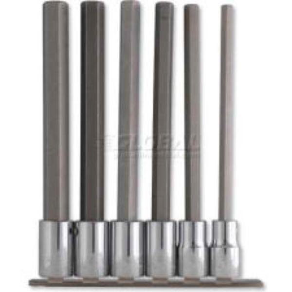 B993748 54416L 0.5 in. Drive with Clips & Rail Long Hex Tip Socket Set - 6 Piece