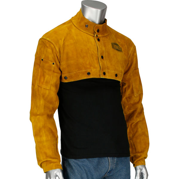 B1030645 All Leather Ironcat Leather Cape Sleeve, Golden & Yellow - Medium