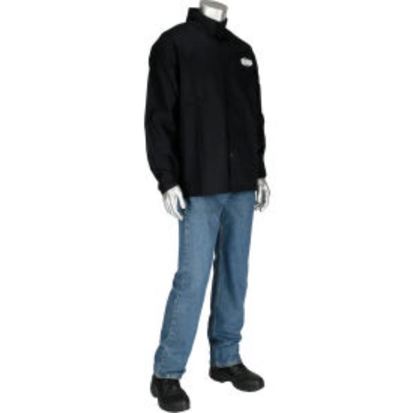 B3116064 Ironcat 9 oz 30 in. Sateen Cotton Jacket, Black - Large