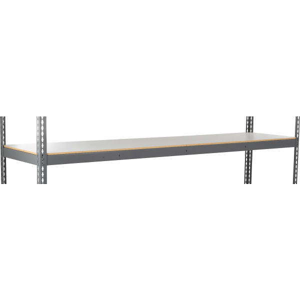 Global Industrial SBD3696L 96 x 36 in. Laminate Deck Extra Heavy Duty Boltless Shelving Additional Shelf, Gray
