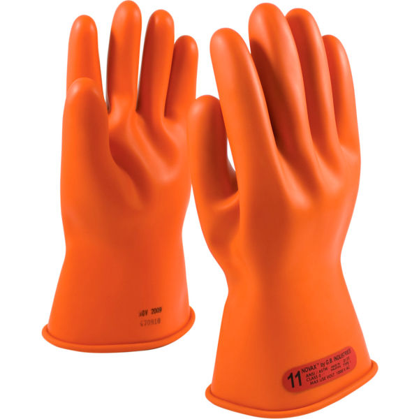 B676713 Electrical Rated 11 in. L Unlined Smooth Finish Beaded Class 0 Gloves, Orange - Size 12