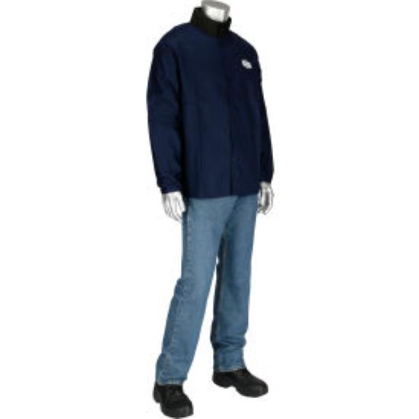 B3116072 Ironcat 9 oz 30 in. Sateen Cotton Jacket, Navy - Medium