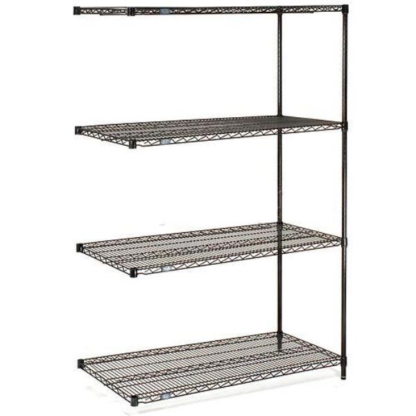 Global Industrial A18608B Nexel 4 Shelf Black Epoxy Wire Shelving Unit - 60 x 18 x 86 in.