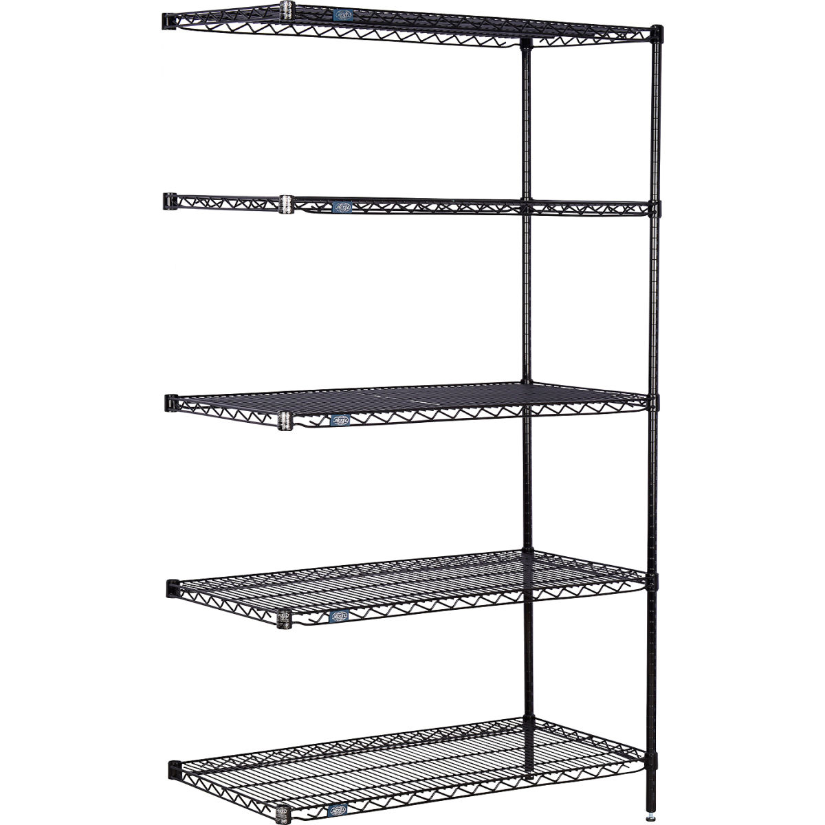 Nexel 5-Shelf Black Epoxy Wire Shelving Unit - 36 x 14 x 63 in. - NSF Approved