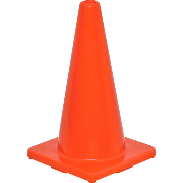 Global Industrial 708136 18 in. Non-Reflective Solid Base Traffic Cone, Orange - 2.5 lbs