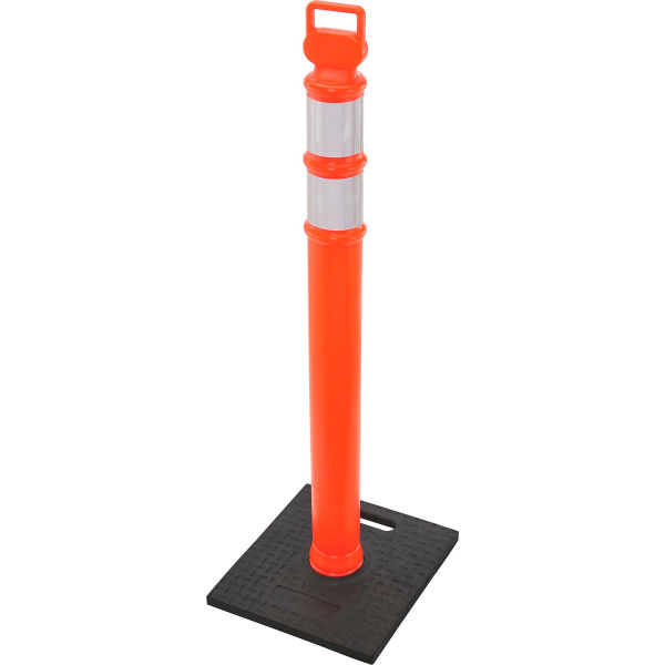 Global Industrial 670681 Reflective Delineator Post with Square Base, Orange - 49 in.