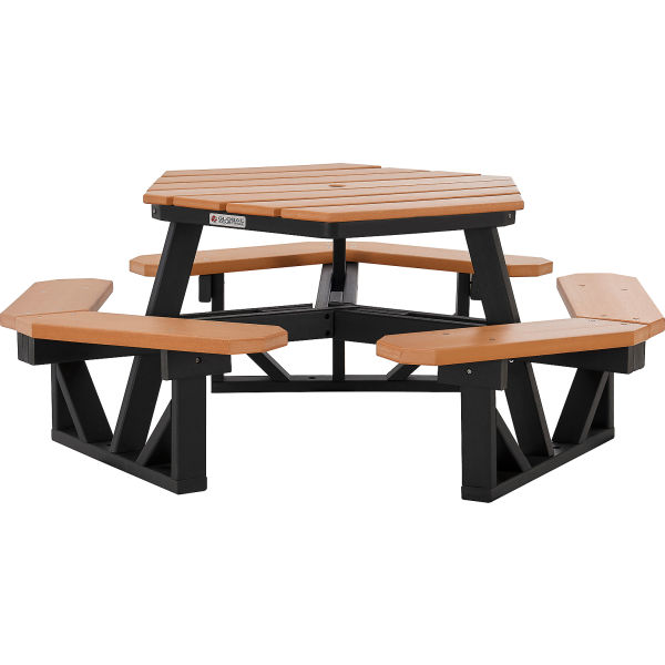 Picture of Global Industrial 271671CD 46 in. Hexagon Recycled Plastic Picnic Table&#44; Cedar