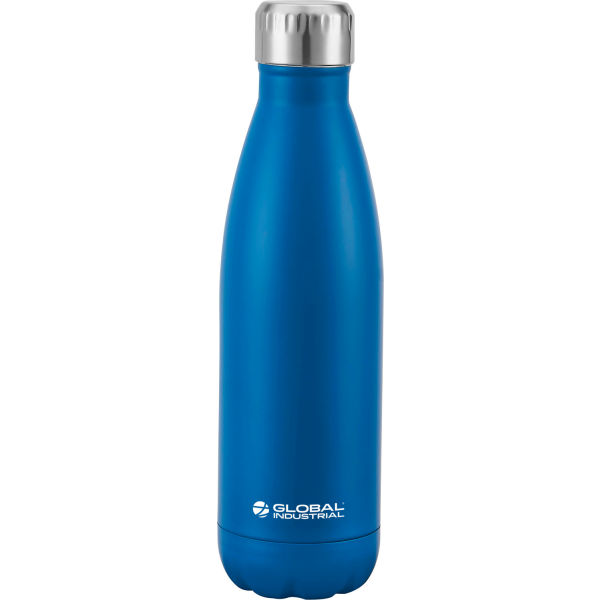 Picture of Global Industrial 670338 17 oz Double Wall Stainless Water Bottle, Blue
