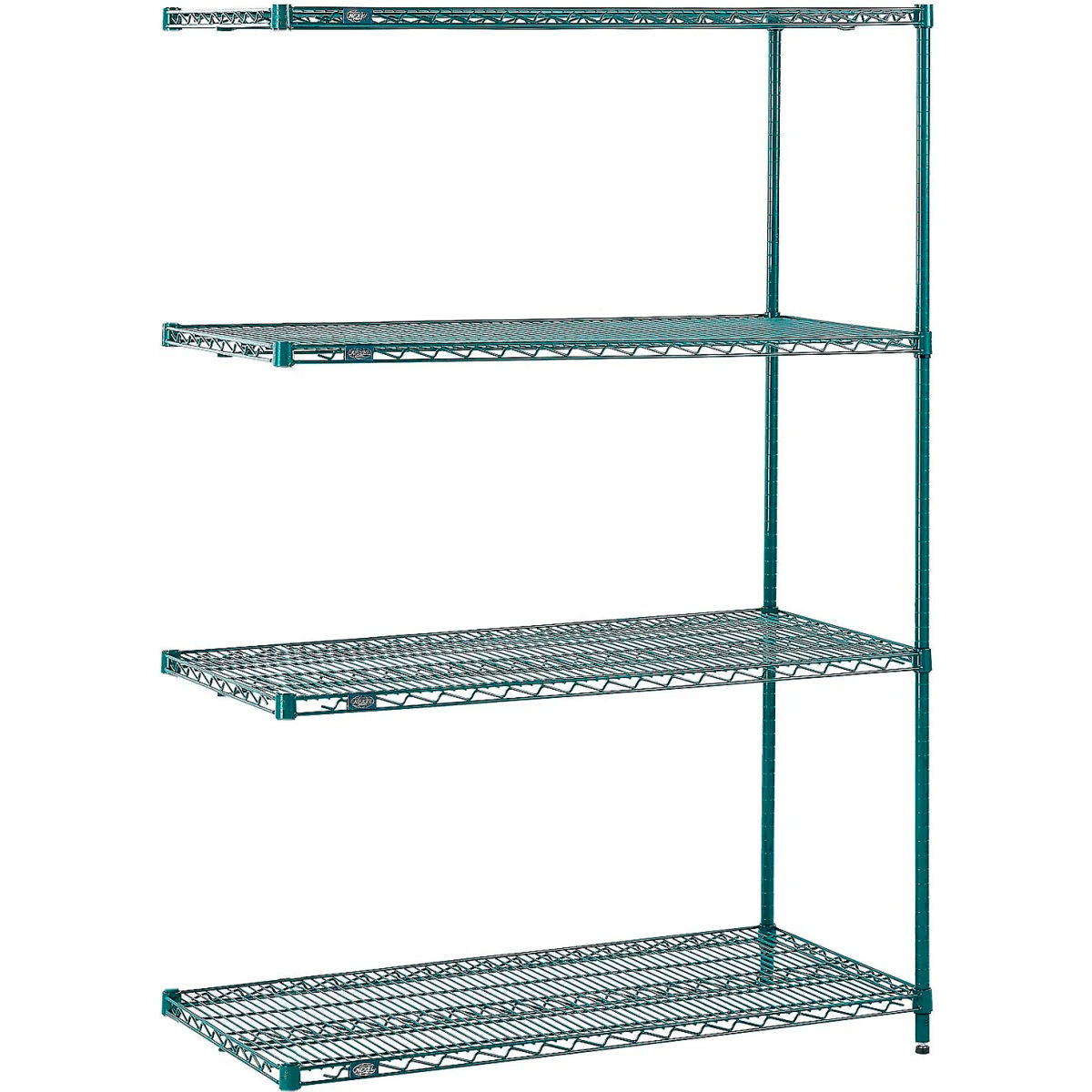Global Industrial A14485G Nexel 4 Shelf Poly-Green Wire Shelving Unit - 48 x 14 x 54 in.