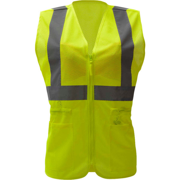 B1961959 7803 Class 2 Ladies Hi-Vis Safety Vest,, Lime Green - Small & Medium