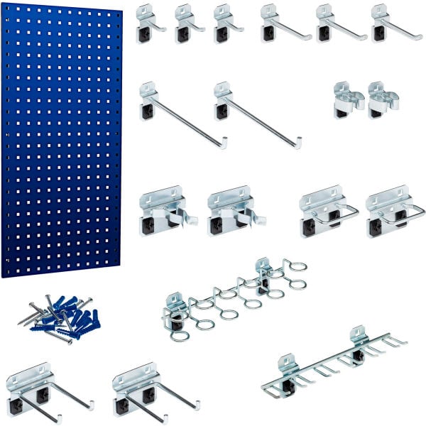 Picture of Triton Products B2143594 18 x 36 in. Steel Square Hole Pegboard with 18 Assorted LocHooks&#44; Blue