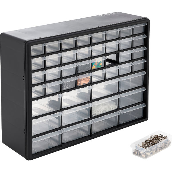 Picture of Global Industrial 288199 Plastic Drawer Parts Cabinet 44 Drawers&#44; Black - 20 x 6.5 x 16 in.