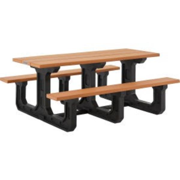 Picture of Global Industrial 271677CD 6 ft. Rectangular Picnic Table Recycled Plastic with Heavy Duty Base&#44; Cedar