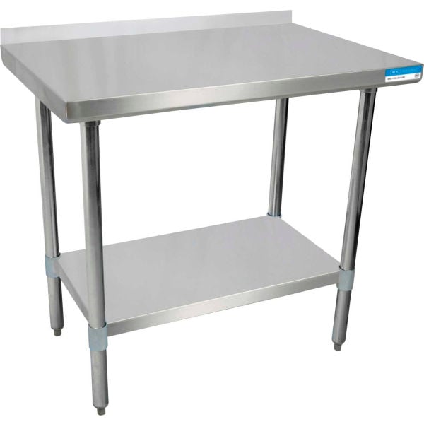 Picture of BK Resources B899447 430 Stainless Steel Table&#44; Silver- 48 x 30 in. Undershelf - 1.5 in. Backsplash - 18 Gauge