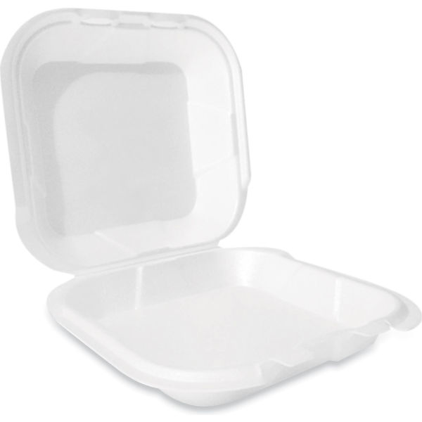Picture of United Stationers Supply B3180897 Plastifar Hinged Lid Container Secure Two Tab Latch, White - 100 per Bag - 2 Bags per Case