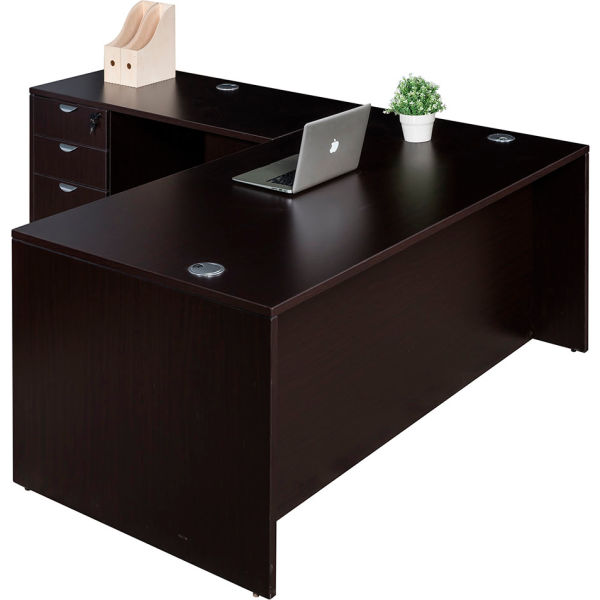 Executive L-Shaped Desk - Mocha - 71 x 84 in. - Durable Design