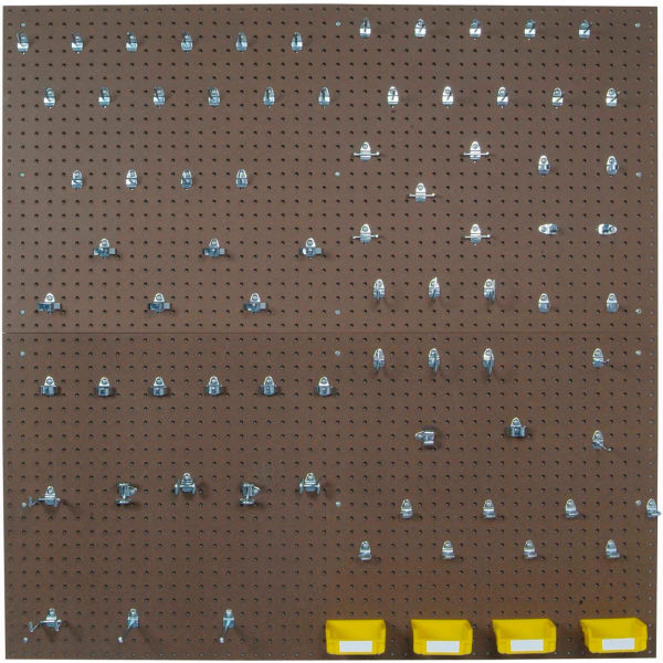 Picture of Triton Products B1639768 TB2-83 Pegboard Back Panel with Dura Hook & 4 Hanging Bins&#44; Brown - 79 Piece