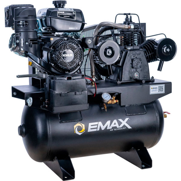 Picture of Emax Compressor B3178764 30 gal Cap 14 HP 175 PSI 24 CFM Kohler Electric Start Stationary Air Compressor&#44; Black