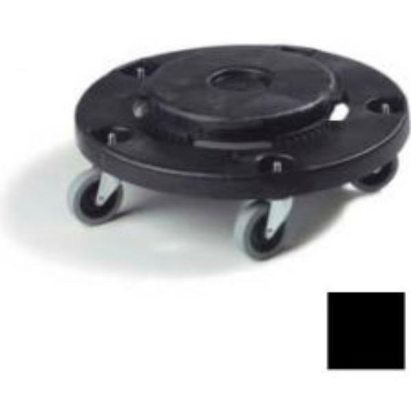 B641849 55 gal Bronco Round Waste Container Dolly with Replaceable Casters, Black
