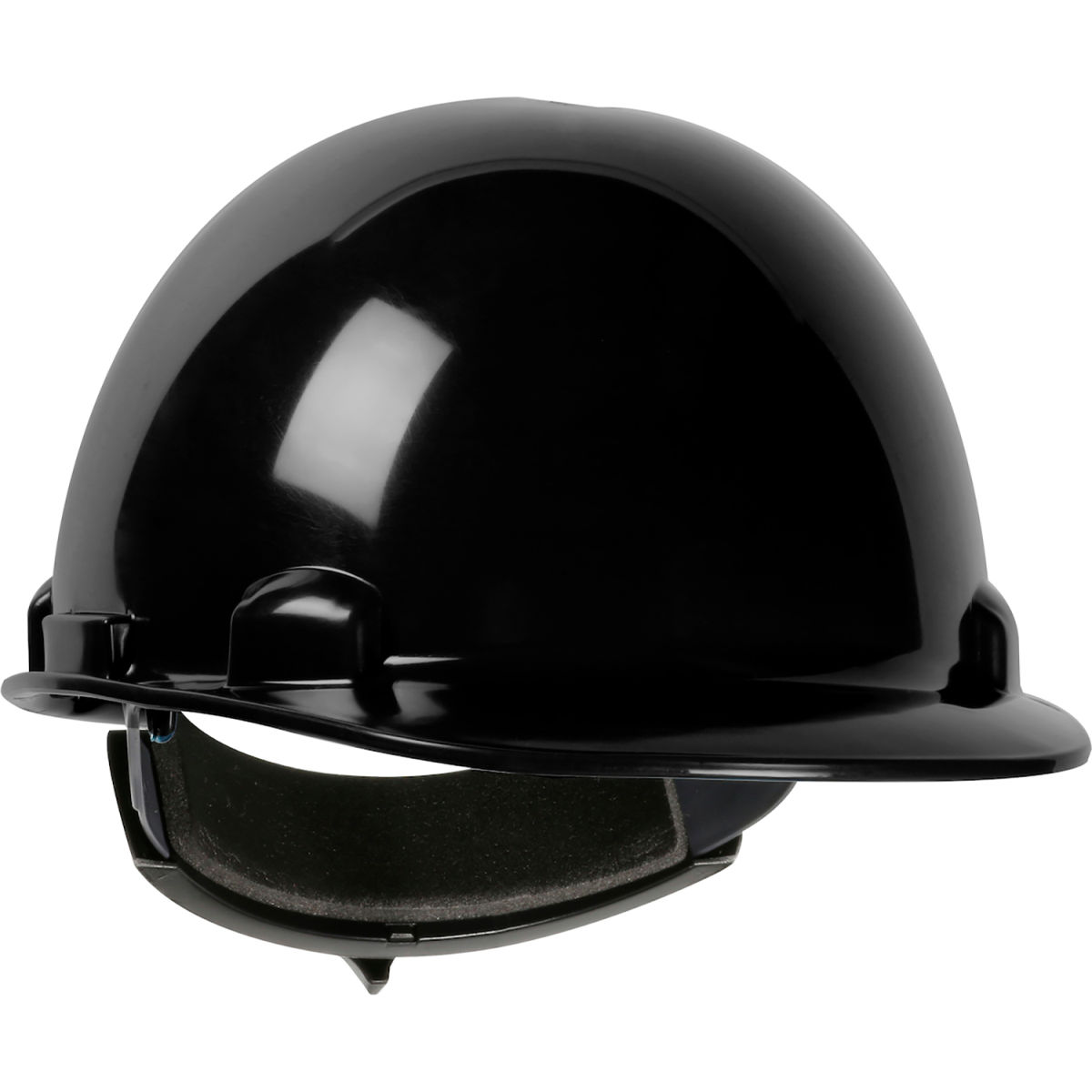 B3113554 Dynamic Dom Cap Style Dome HDPE Shell 4 Point Suspension Ratchet Adjustment Hard Hat, Black